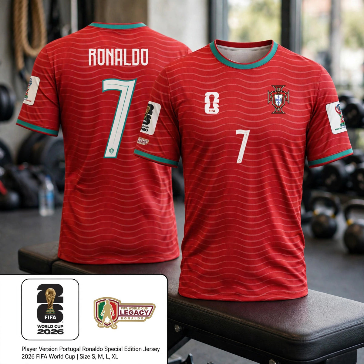 Player Version Portugal Ronaldo Special Edition Jersey 2026 FIFA World - gym