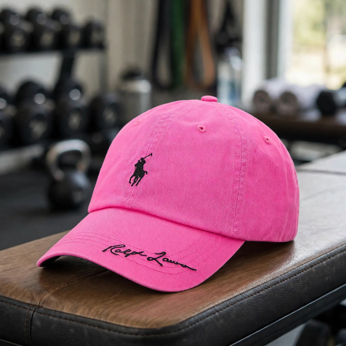 Polo Ralph Lauren Men’s Baseball Cap Adjustable pink with black polo - gym