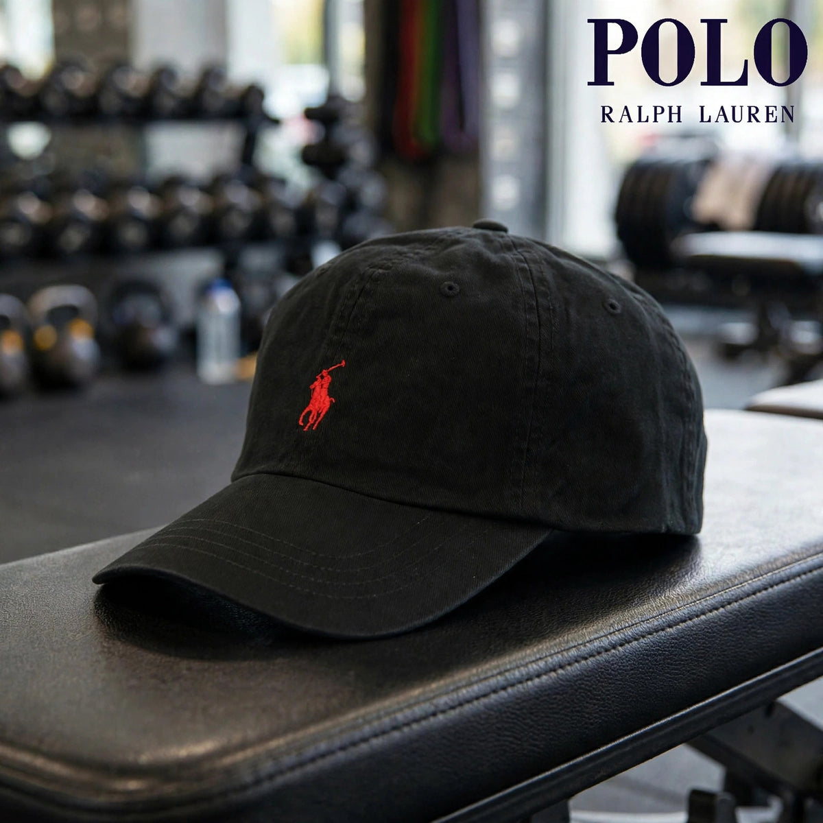Polo Ralph Lauren Men’s Baseball Cap Adjustable Black with red polo - gym