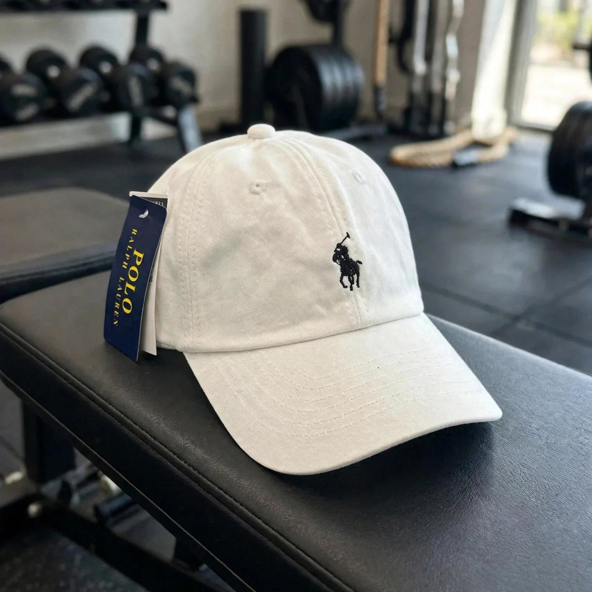 Polo Ralph Lauren Men’s Baseball Cap Adjustable White with black polo - gym