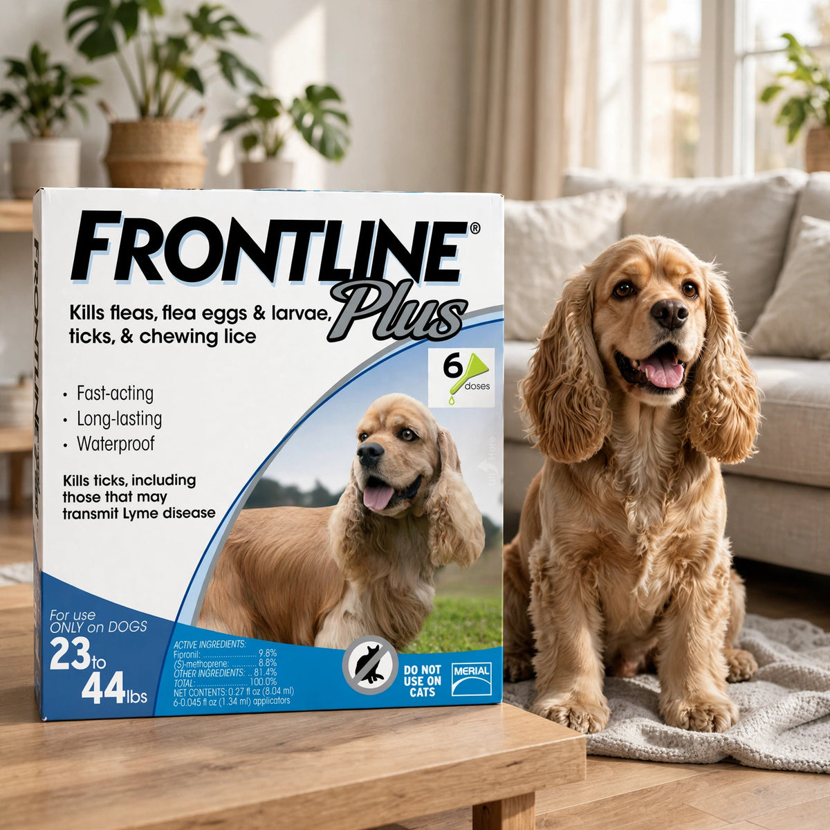 Frontline Plus Flea and Tick Treatment for medium Dogs 23-44 LBs 6 Dos - happypet