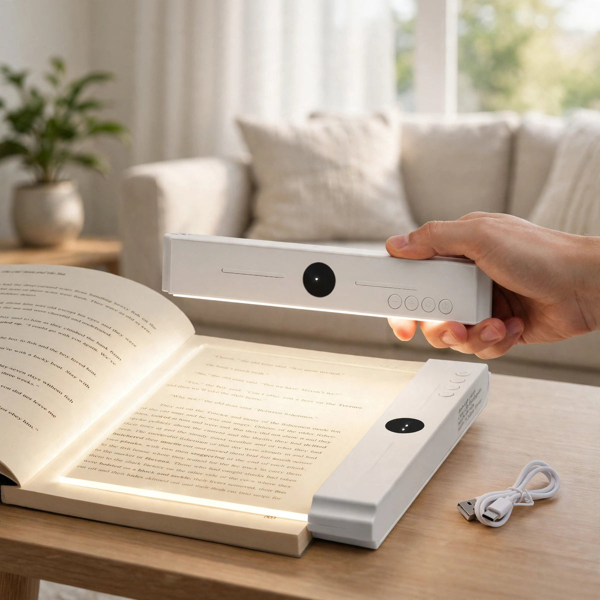 Book Light, Rechargeable Clear LED Flat Reading Light with 3 Colors Ti - howto