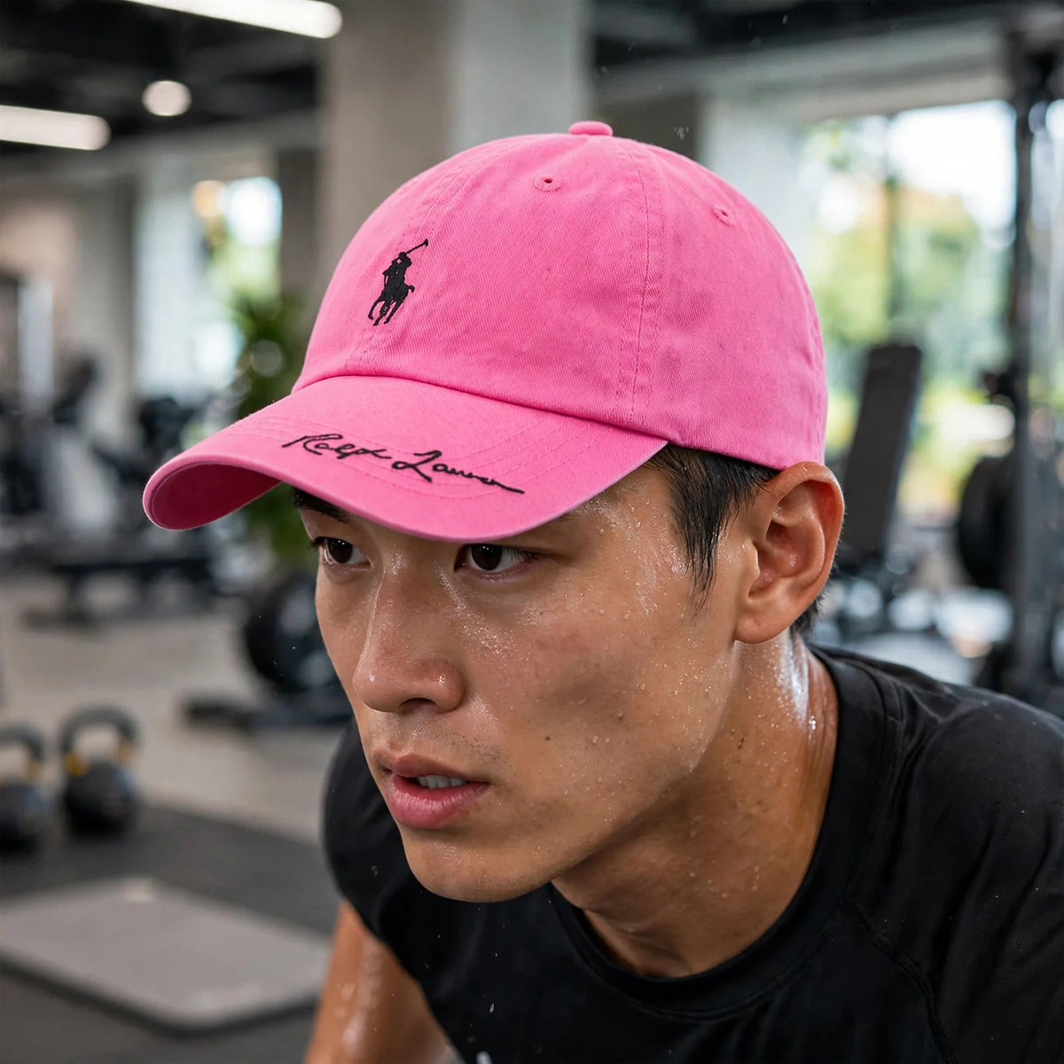 Polo Ralph Lauren Men’s Baseball Cap Adjustable pink with black polo - howto