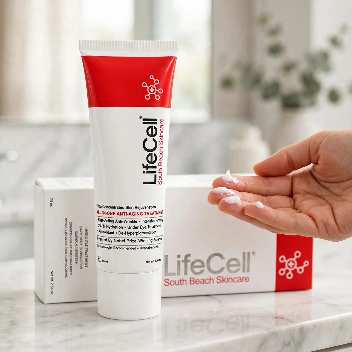 LifeCell All-In-One Anti-Aging Treatment 75ml — hand applying the product