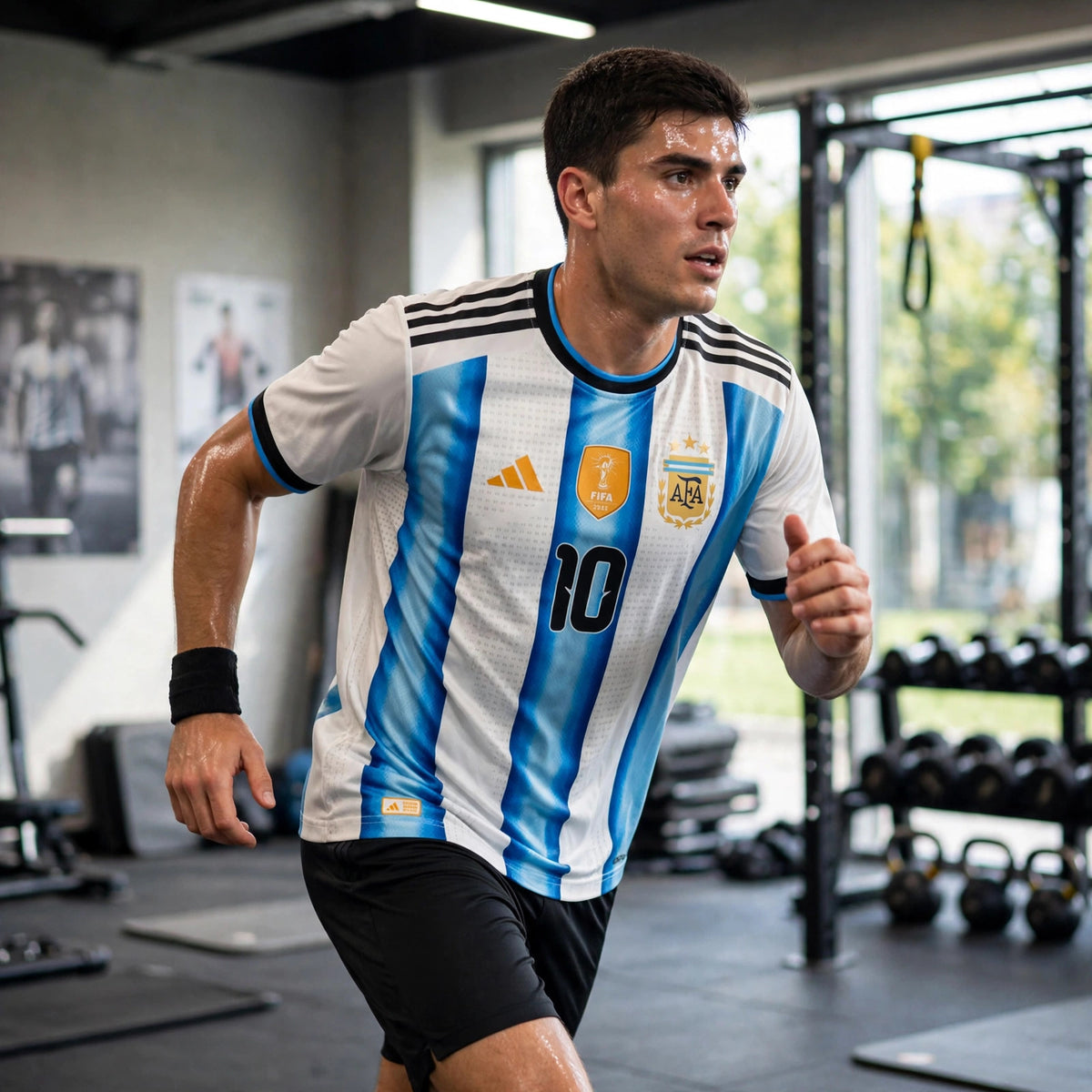 Argentina Home Jersey - Player Version Messi #10 FIFA world cup Size ( - howto