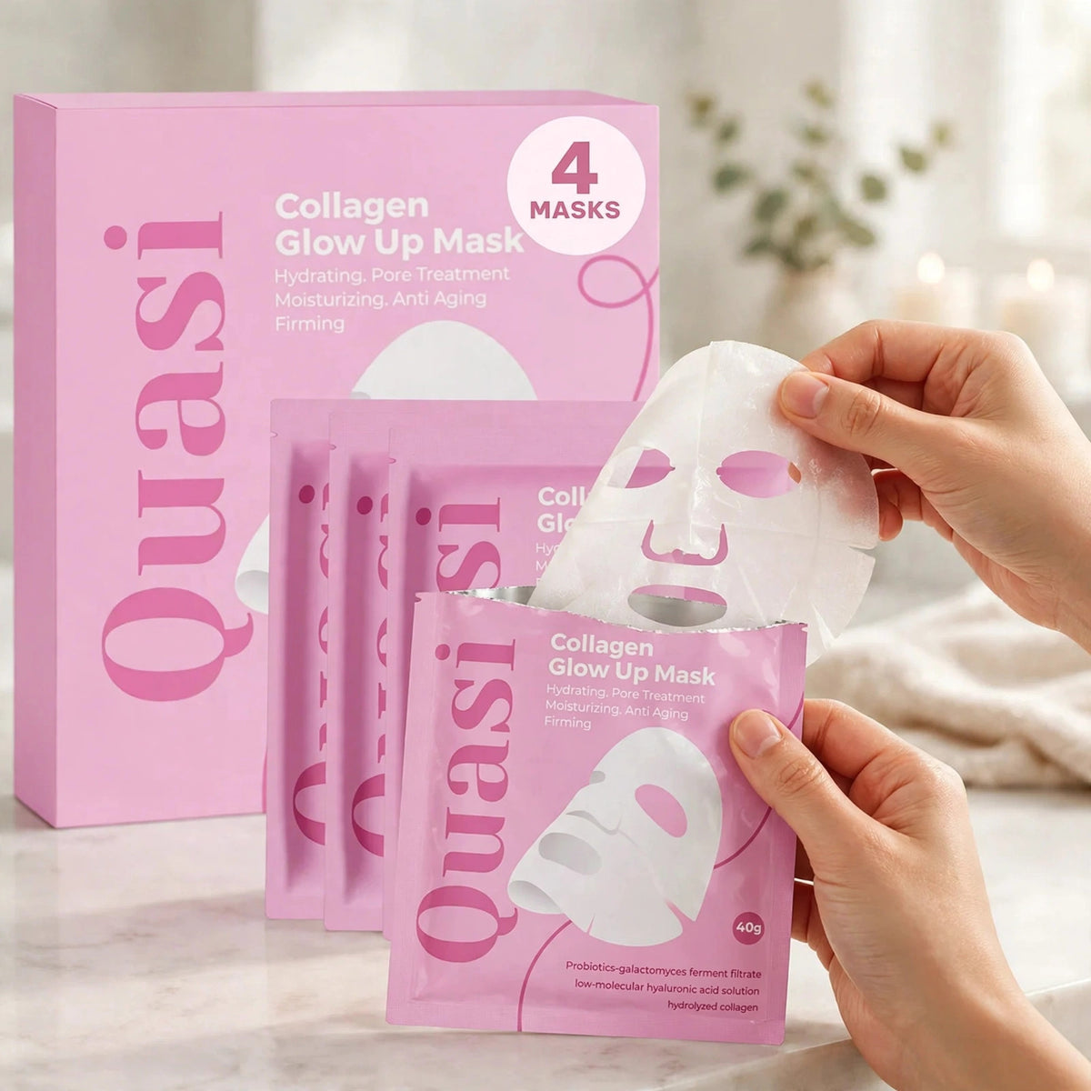 QUASI COLLAGEN GLOW UP MASK 4 PCS - howto