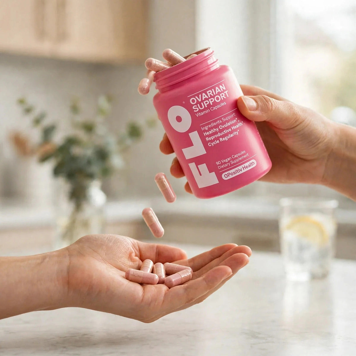 FLO Ovarian Support Vitamin 90 Vegan Capsules Dietary Supplement Hormo - howto