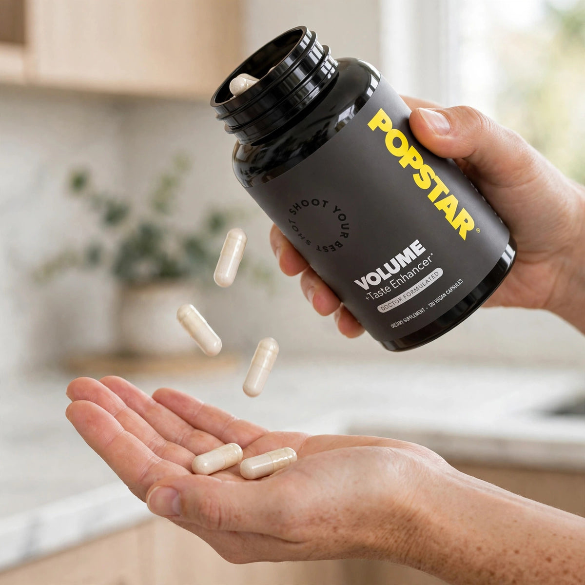 Popstar Volume + Taste Enhancer, 120 Vegan Capsules - howto