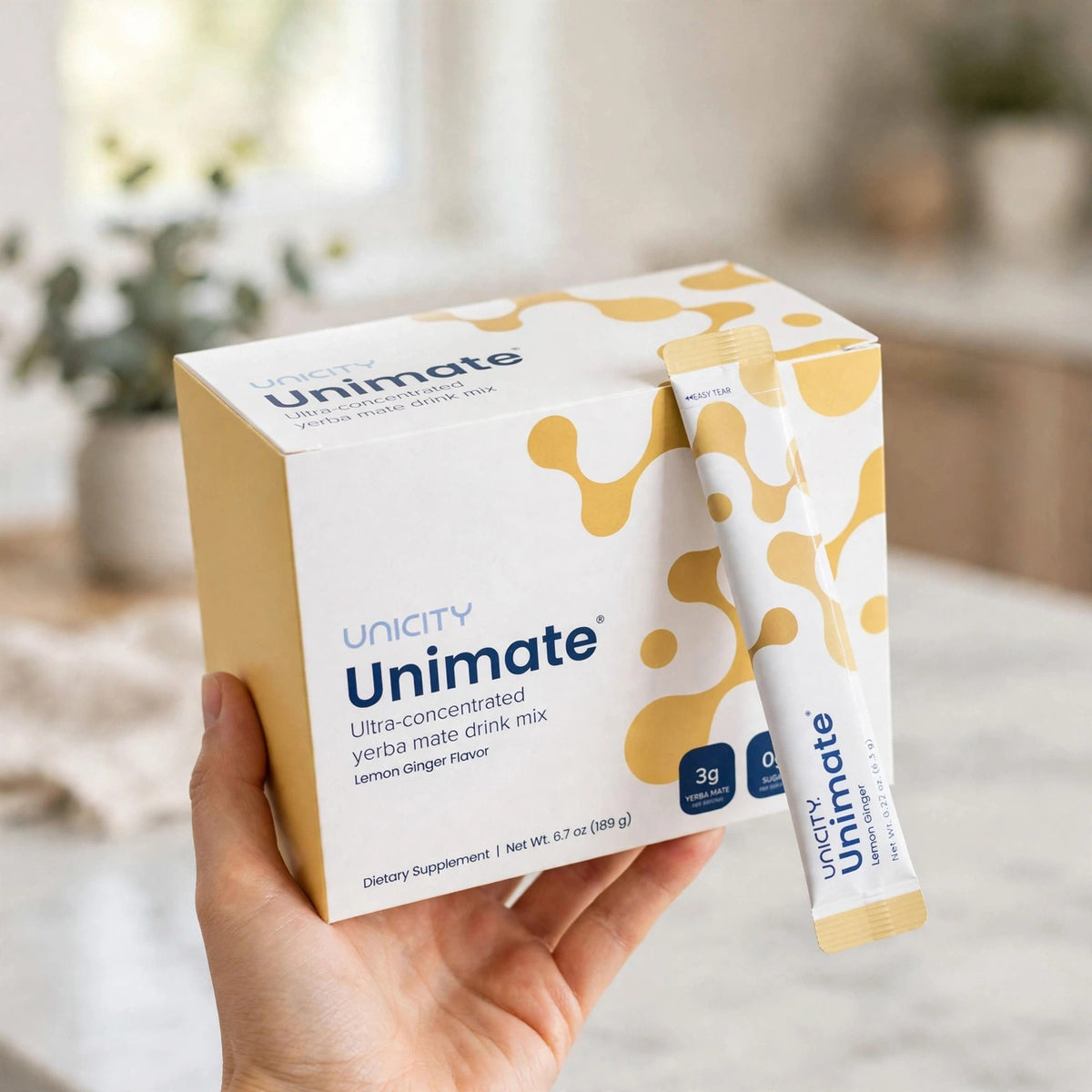Unicity Unimate Lemon Ginger flavor 30 Stick Packs - howto