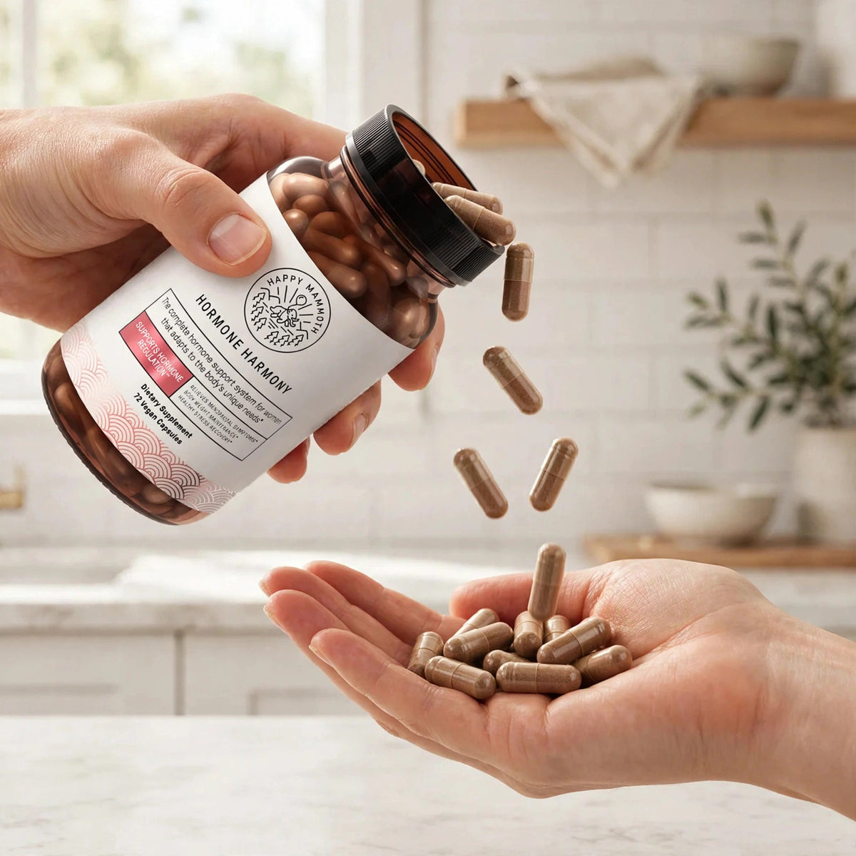 Happy Mammoth Hormone Harmony Dietary Supplement 72 Capsules - howto