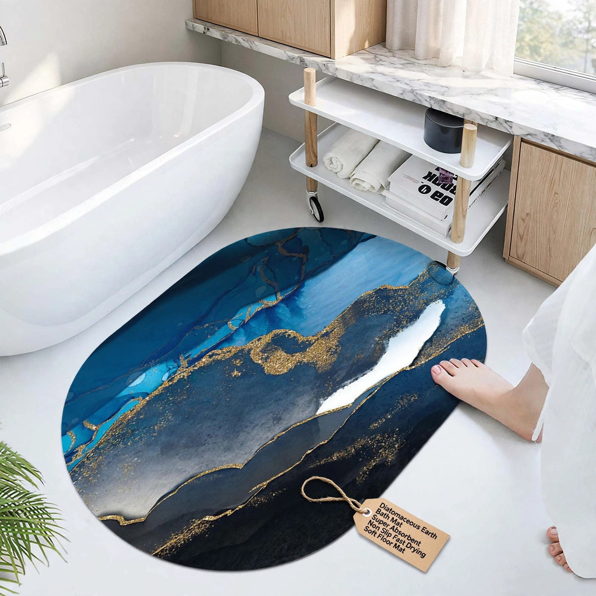 Diatomaceous Earth Bath Mat Super Absorbent Non Slip Fast Drying Soft  - kitchen