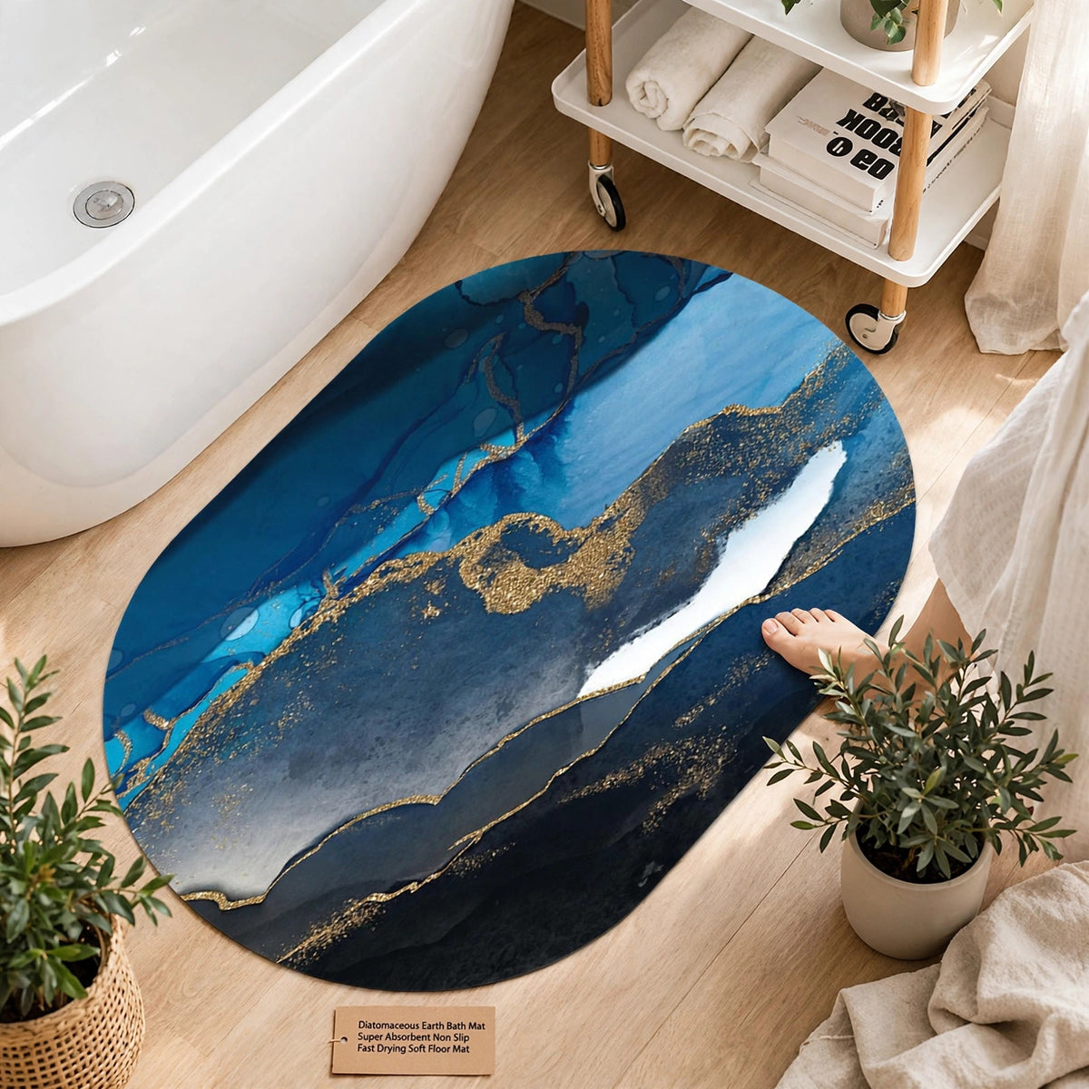 Diatomaceous Earth Bath Mat Super Absorbent Non Slip Fast Drying Soft  - lifestyle
