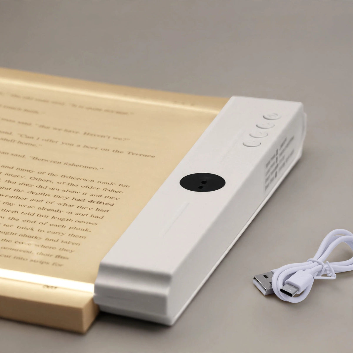 Book Light, Rechargeable Clear LED Flat Reading Light with 3 Colors Ti - macro