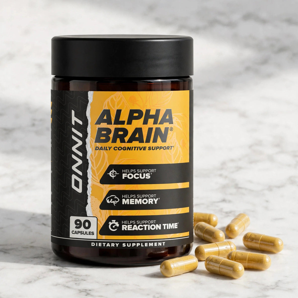 Alpha Brain Memory & Focus Daily Cognitive Support 90 CAPSULES - marble
