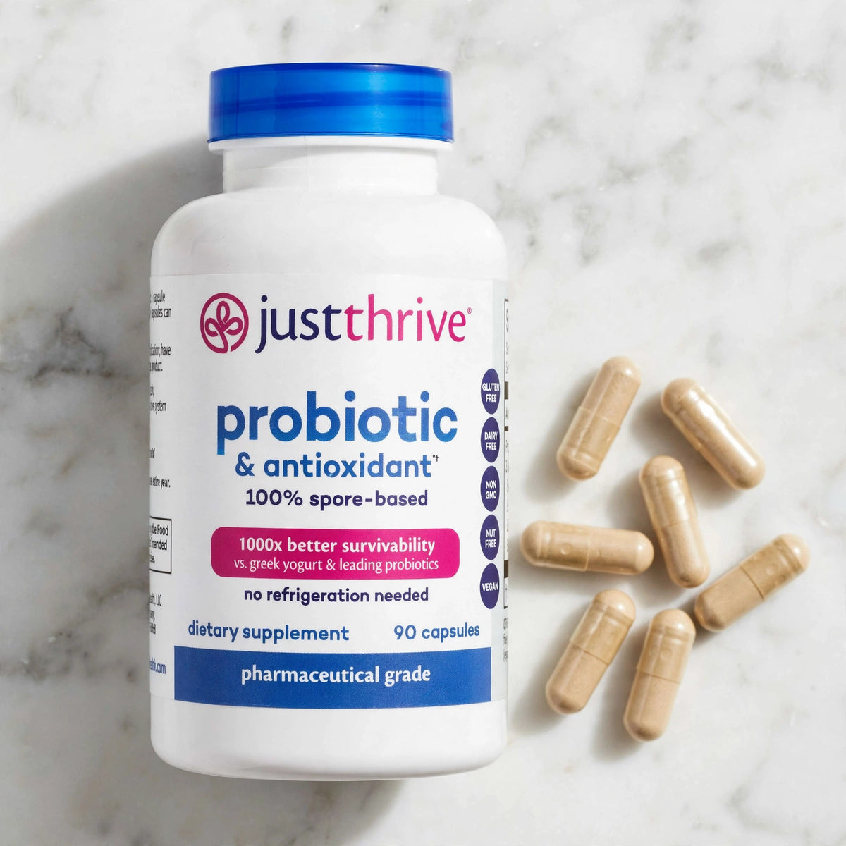 Just Thrive Probiotic & Antioxidant Supplement - 100% Spore-Based Dige - marble