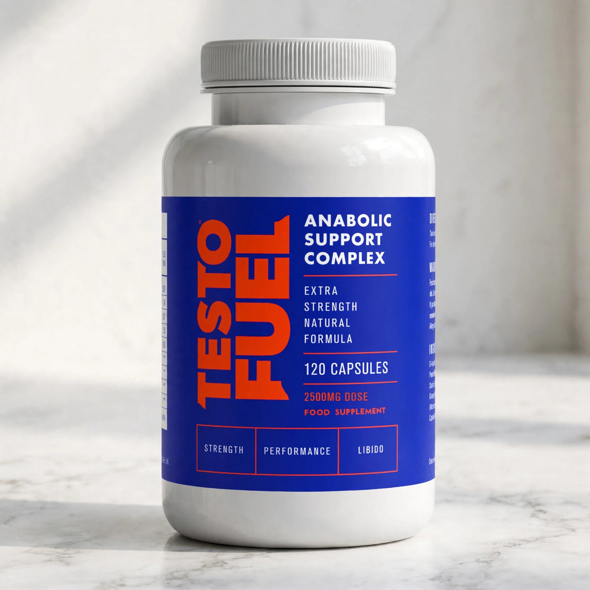 Testo Fuel - #1 Best Testosterone Test Booster for Men 120 Capsules -  - marble