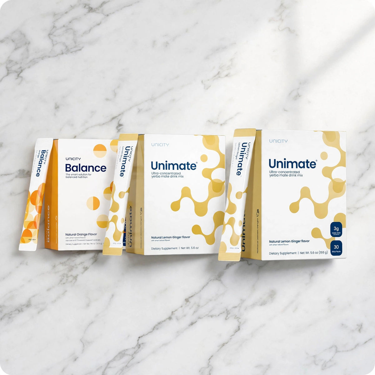 COMBO -Unicity Unimate Natural LEMON and Unicity Balance orange - marble