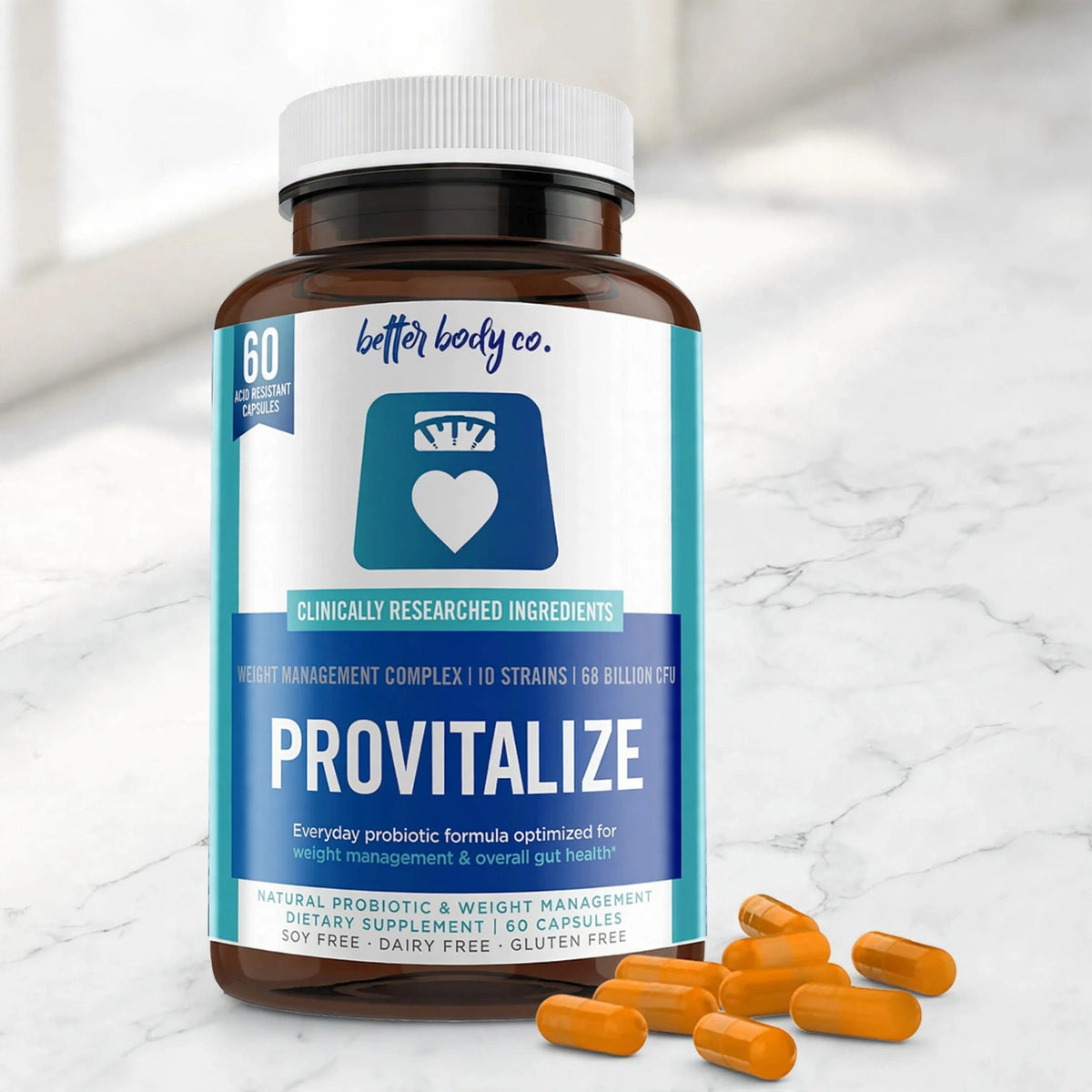 Better Body Co. Provitalize Best Natural Weight Management Probiotic - - marble