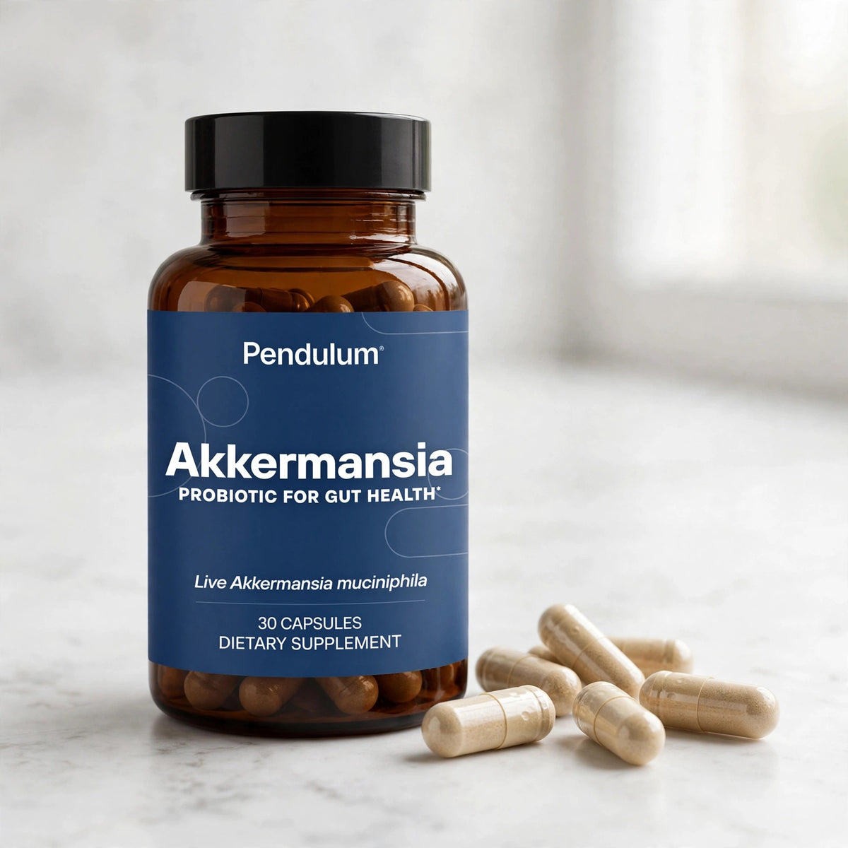 Pendulum Akkermansia 30 Capsules Improves Gut Health Live Probiotic BB - marble