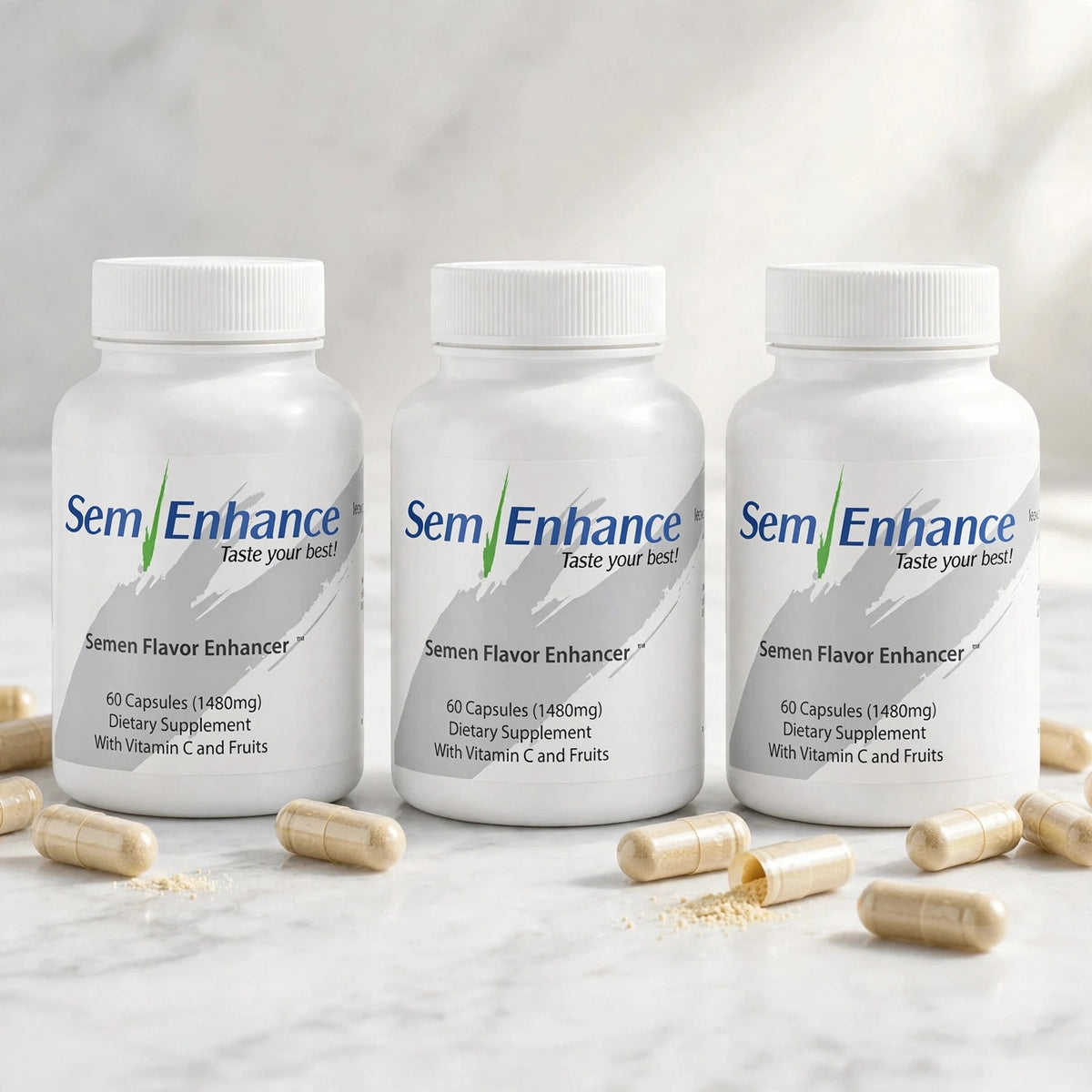 Semenhance Best Semen Flavor Enhancer,Natural Fruity Taste Formula 60  - marble