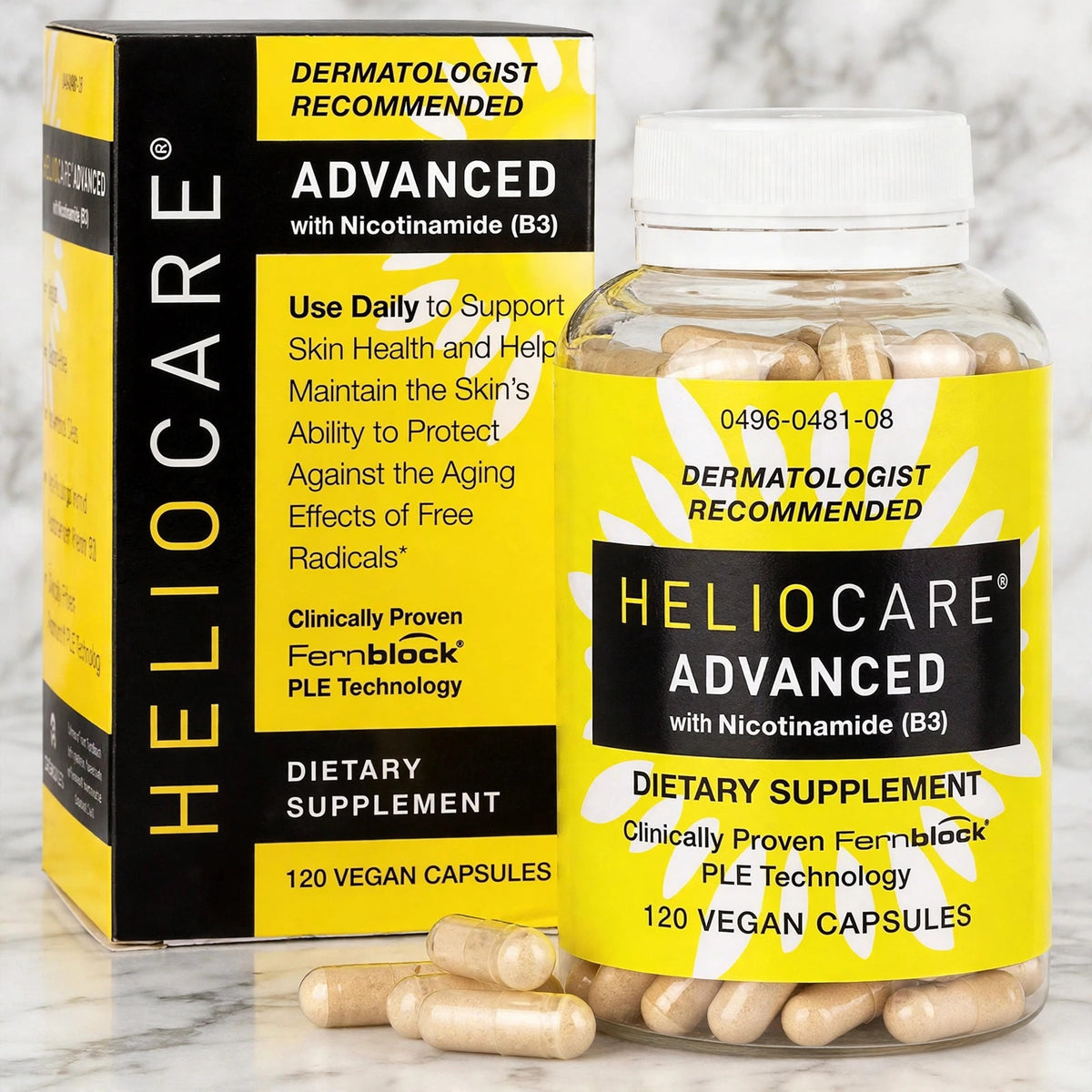 Heliocare Advanced Nicotinamide B3 Supplement: Niacinamide 500mg and F - marble