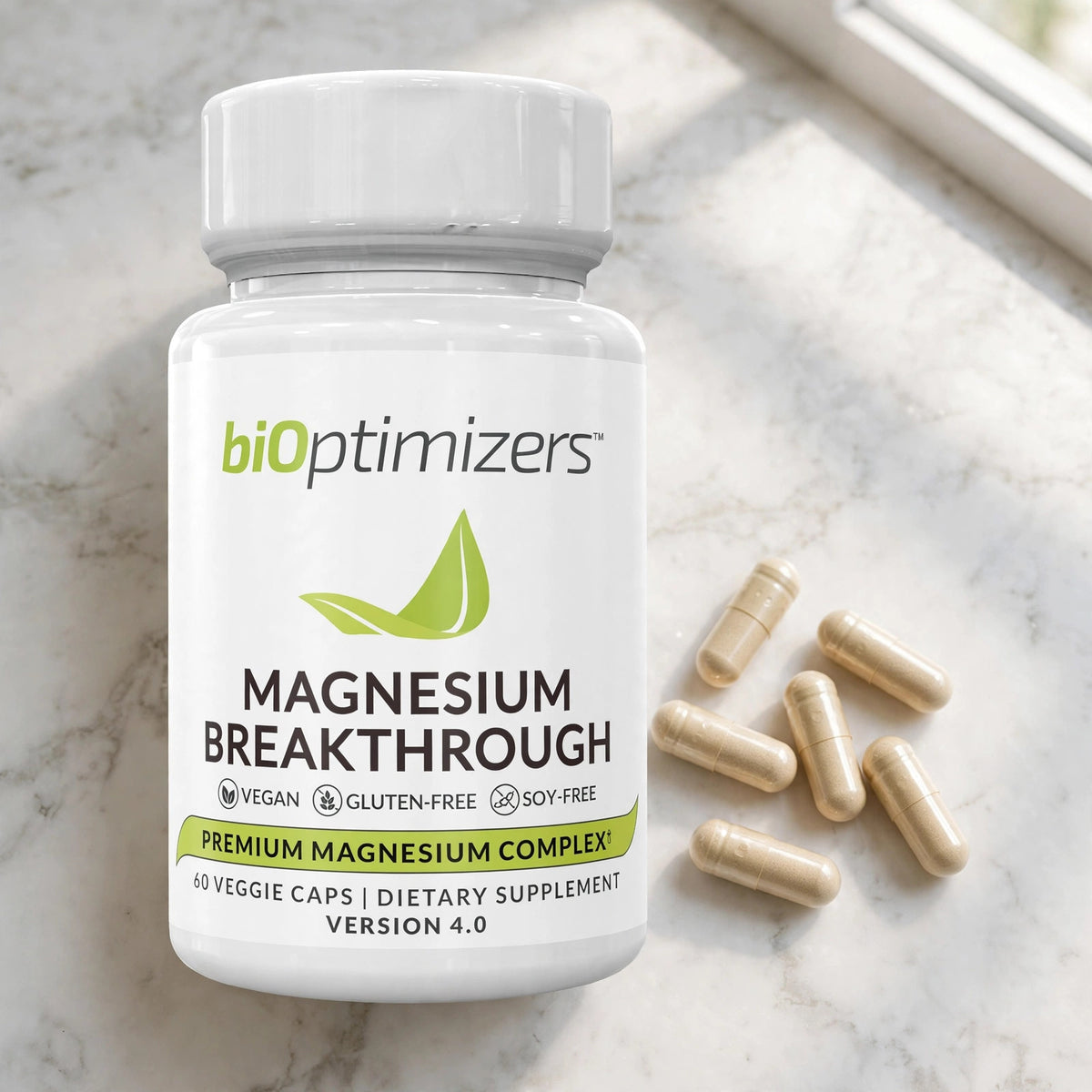 BiOptimizers Magnesium Breakthrough Supplement 4.0 - 60 Capsules - marble