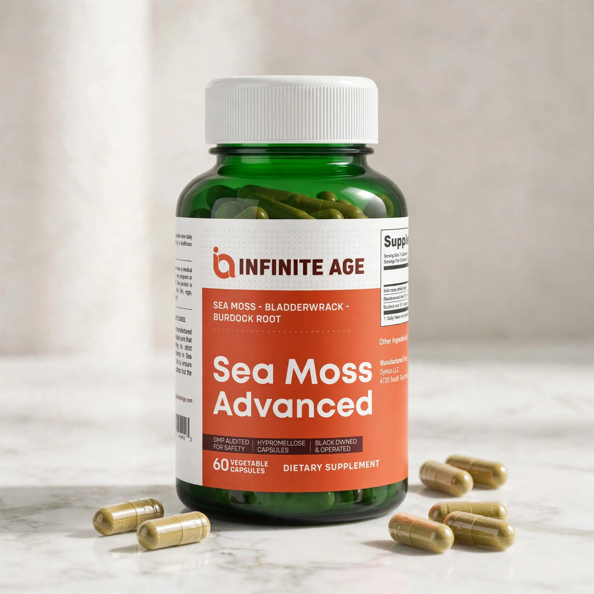 Infinite Age Sea Moss Advanced Superfood 1250mg 60 Count - marble