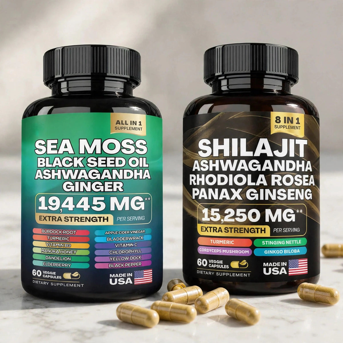 Sea Moss & Shilajit 60 Capsules - marble