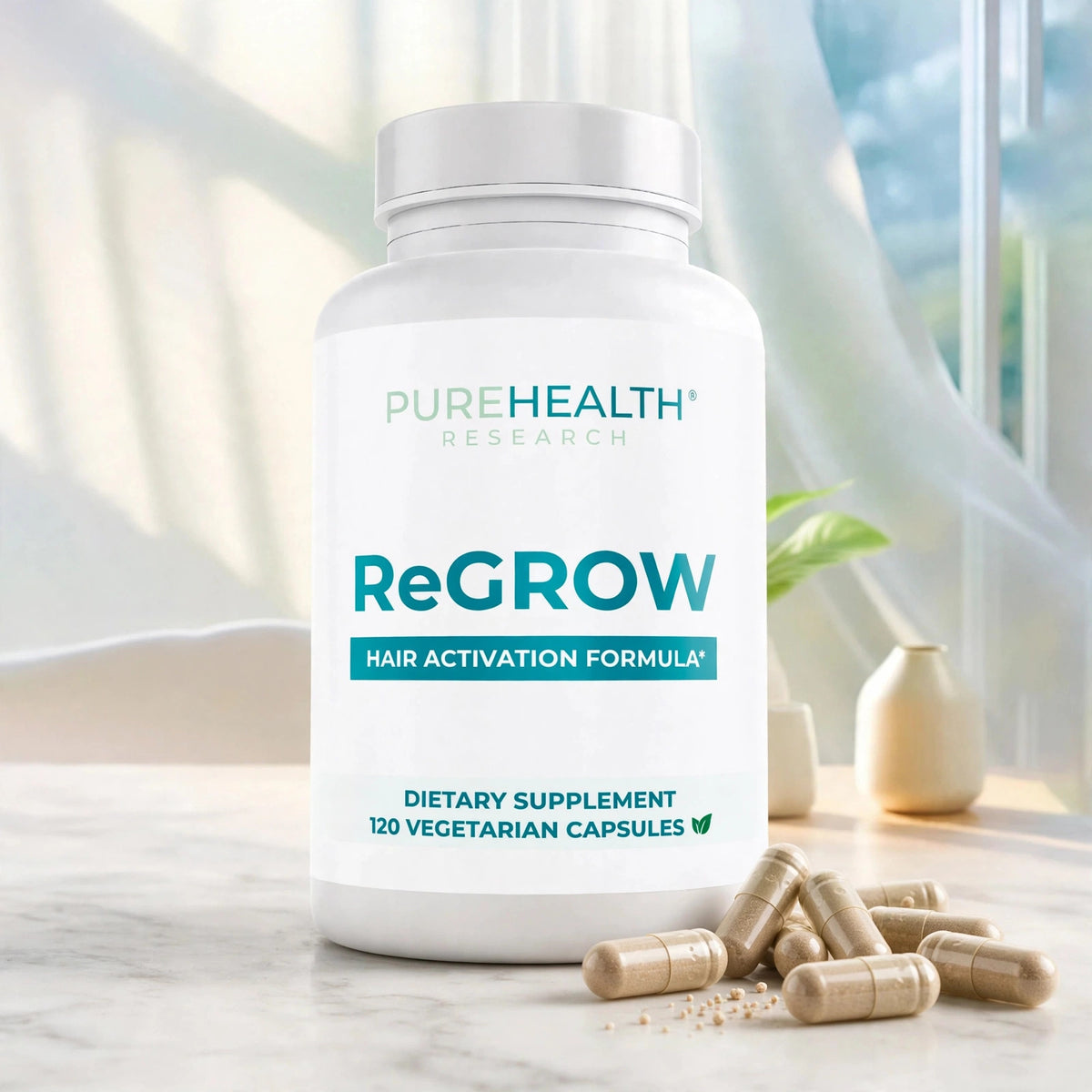 ReGrow Hair Growth Vitamins with Biotin, Hair Supplement by PureHealth - marble