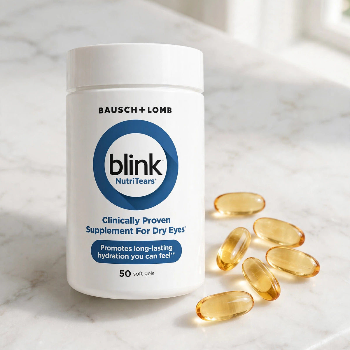 BLINK Nutritears Supplement for Dry Eyes, 50 Softgels - marble