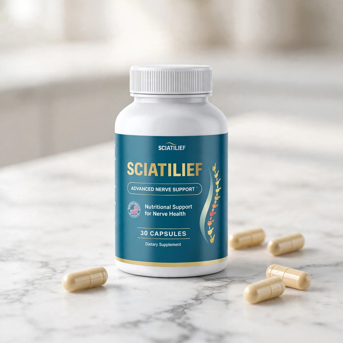SciatiLief Advanced Nerve Support, 30 Capsules - marble