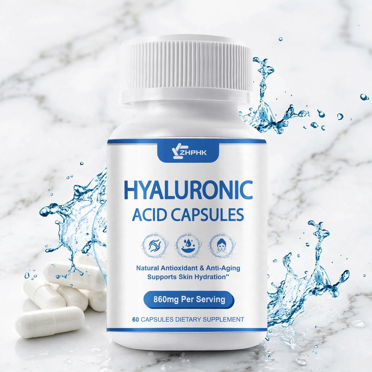 Hyaluronic Acid Anti Aging Hydrating Capsules Wrinkles Fine Lines Join - marble