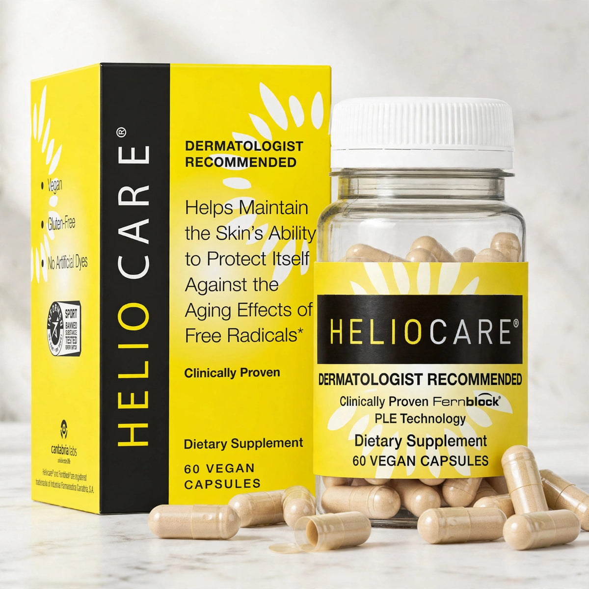 Heliocare Skin Care Dietary Supplement 60 Vegan Capsules - marble