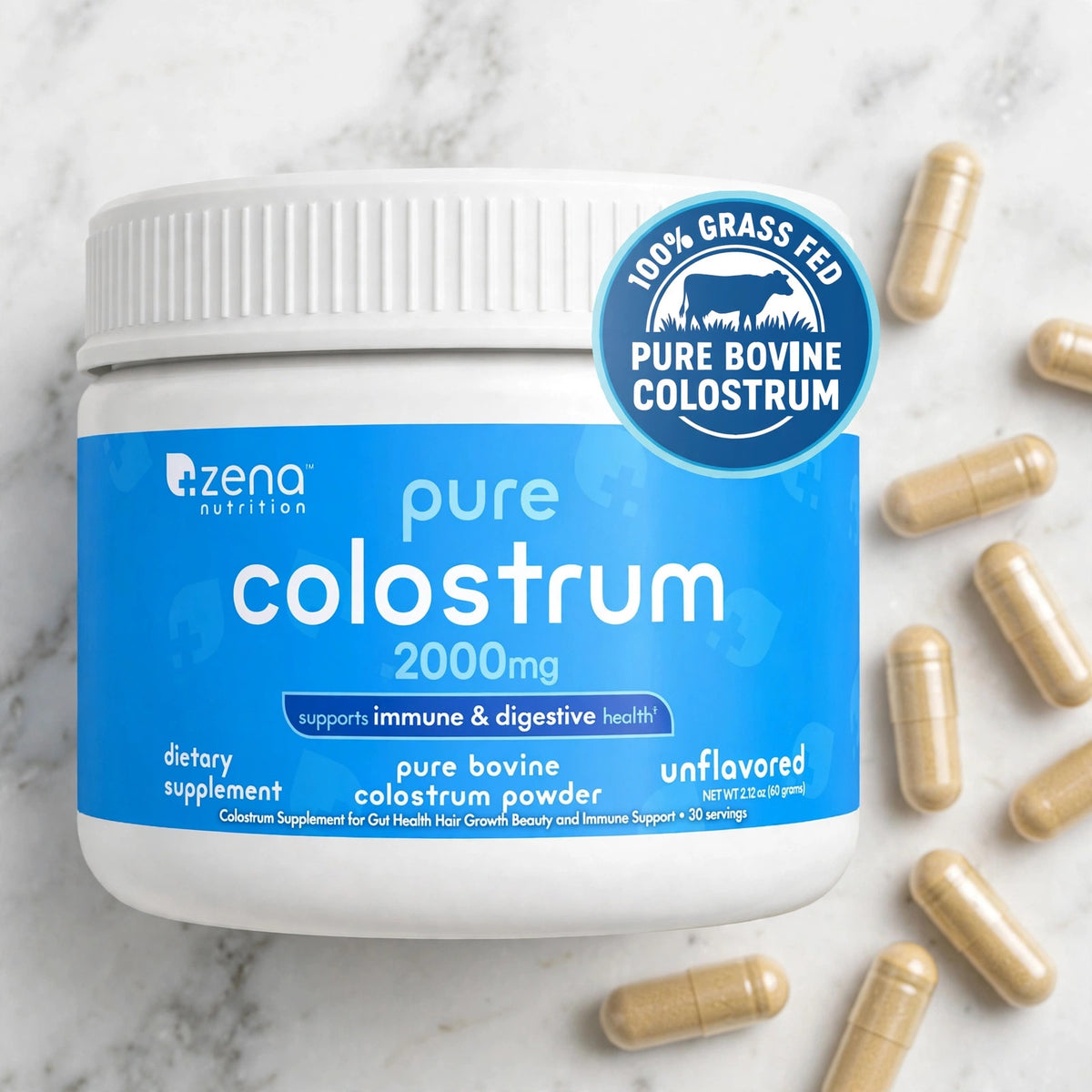 Colostrum Supplement for Gut Health Hair Growth Beauty and Immune Supp - marble