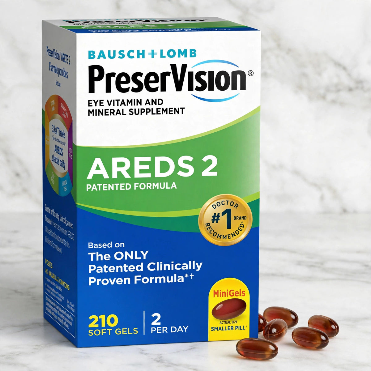 Preservision AREDS 2 / 210 Count Eye Vitamin Mini Soft gels - marble