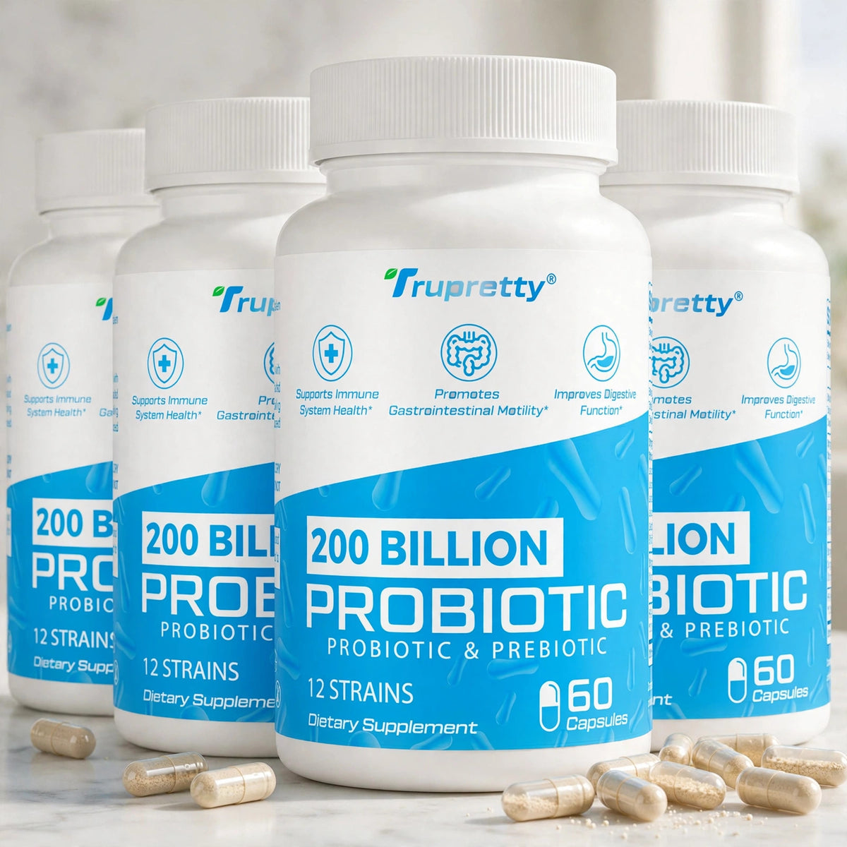 60 Capsules Previtalize Probiotic Element Food Capsules, Probiotic Fib - marble