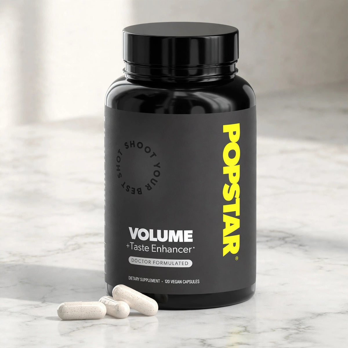 Popstar Volume + Taste Enhancer, 120 Vegan Capsules - marble