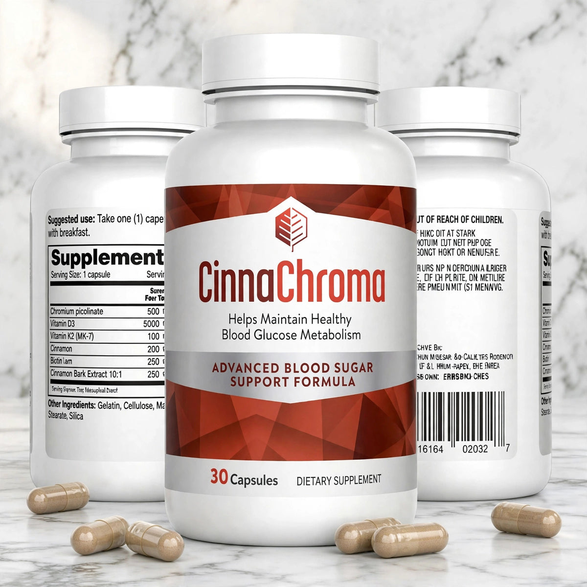 CinnaChroma Blood Sugar Support, 30 Capsules - marble