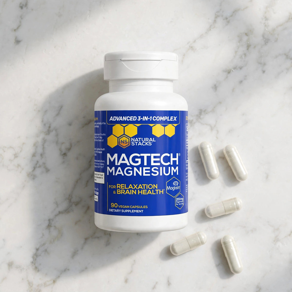 MagTech, Magnesium Complex, 200 mg, 90 Vegetarian Capsules (66.6 mg pe - marble