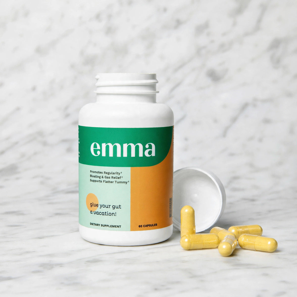Emma Relief Supplement Konsciens Keto for Gut Bloating 60 Capsules - marble