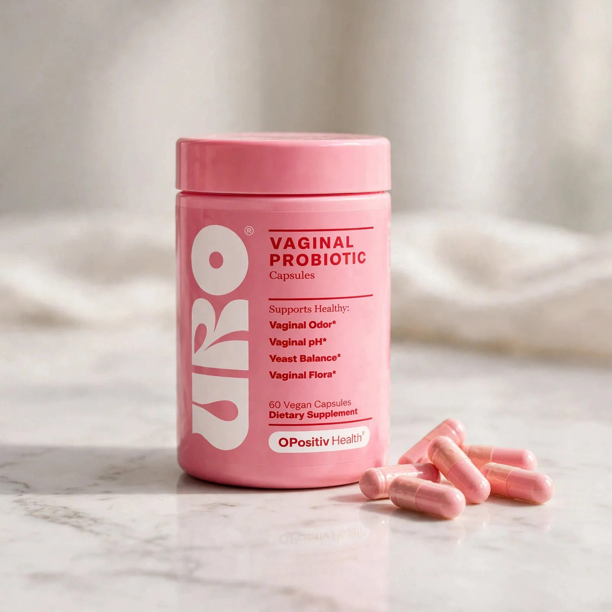 URO pH Balance Vaginal Probiotics - 60 Capsules - marble