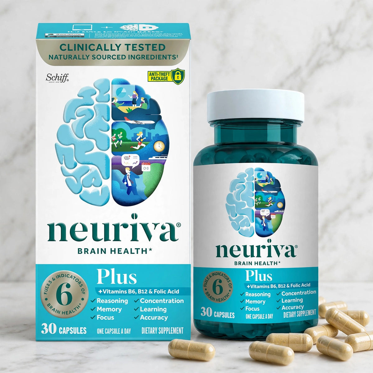 Schiff Neuriva Plus Fast-Acting Brain Performance Capsules - 30 Count - marble