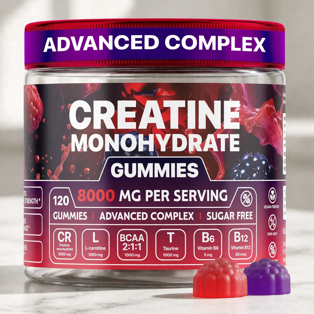 Create Creatine Monohydrate Gummies for Men & Women Boost Focus Streng - marble