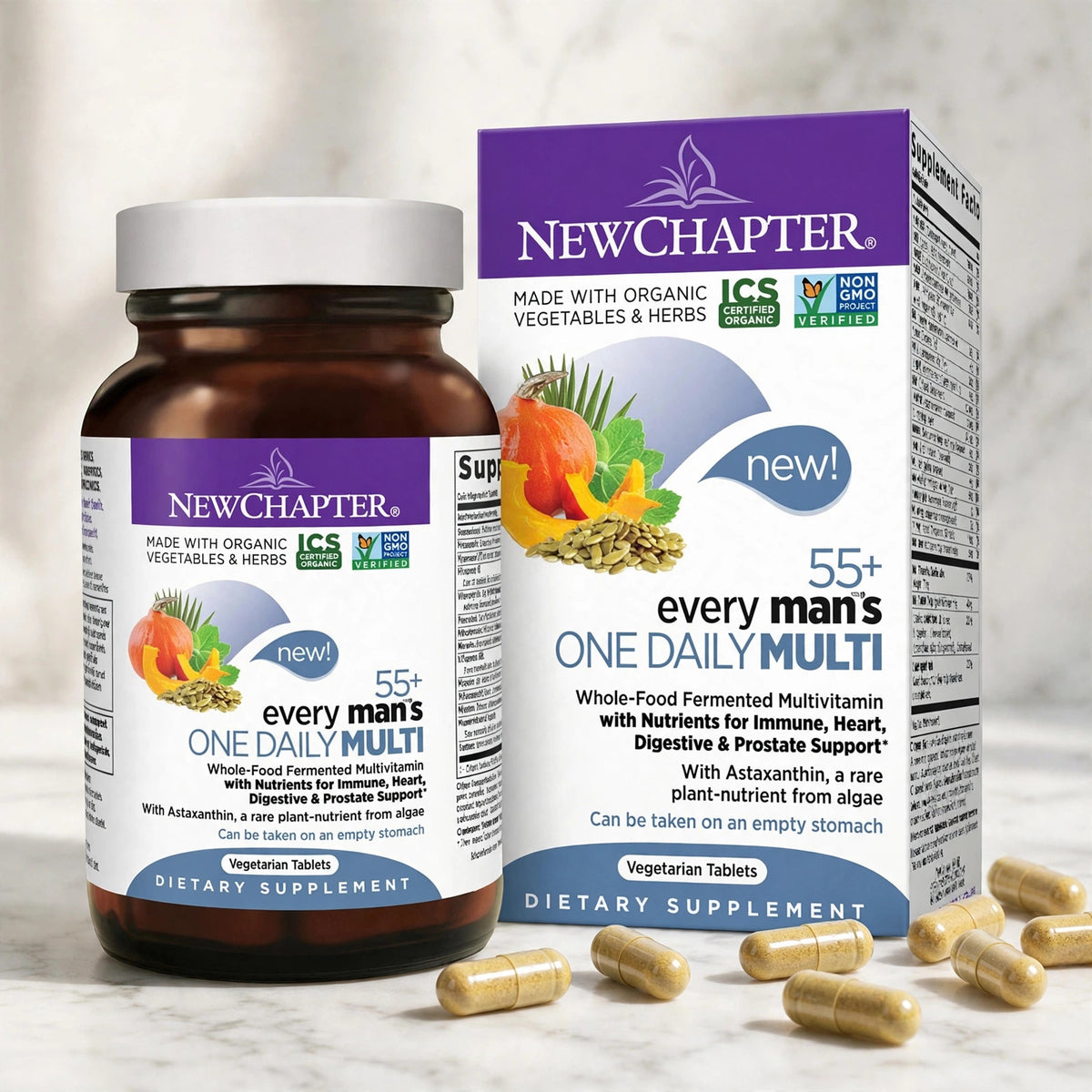 New Chapter Every Man's One Daily 55+ Multivitamin Tablets - 48 Count - marble