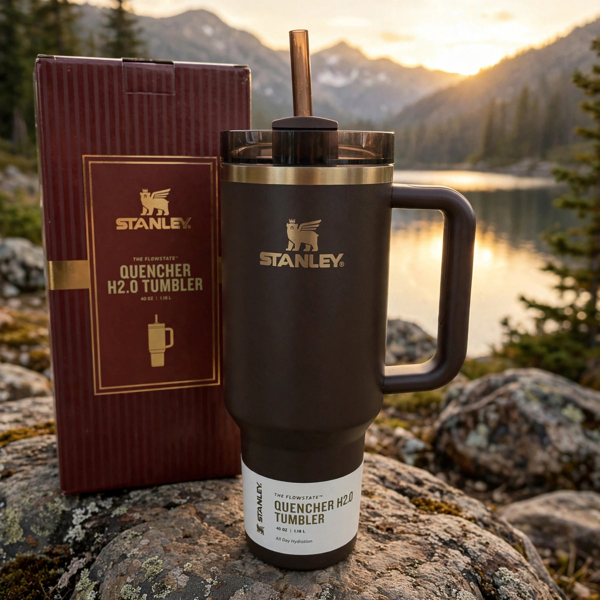 Chocolate Gold Quencher 40oz Tumbler Flowstate H2.0 Factory Sealed - outdoor