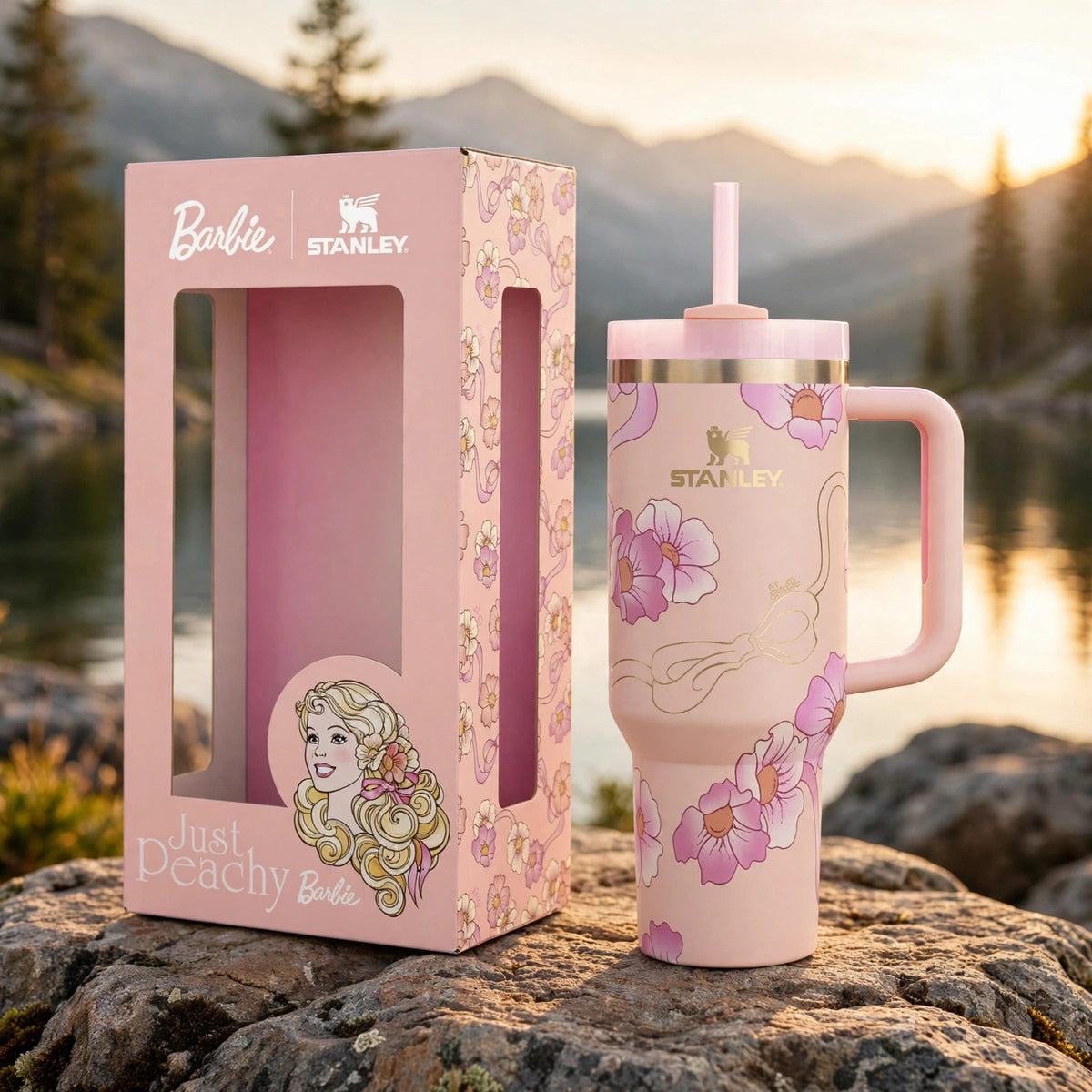 Barbie x Just Peachy 40oz Peaches 'N Cream Tumbler - outdoor