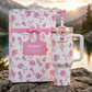 Stanley x LoveShackFancy 40oz Ribbon Rosa FlowState H2.0 Tumbler, White and Pink - outdoor