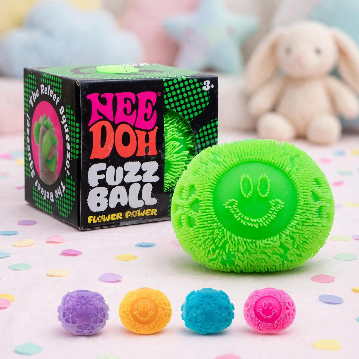 Needoh FUZZ BALL Flower Power Nee Doh Squish Stress Ball random color - playful