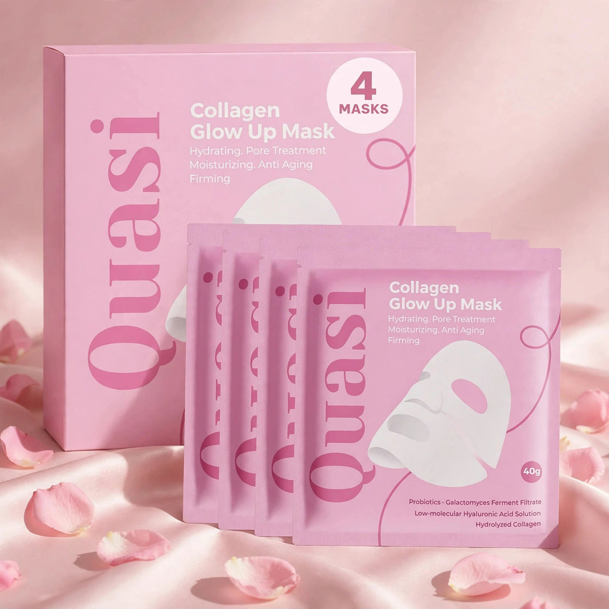 QUASI COLLAGEN GLOW UP MASK 4 PCS - rose