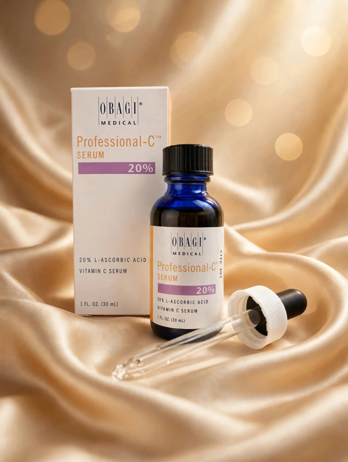 Obagi Professional-C Serum 20% 30ml on champagne silk